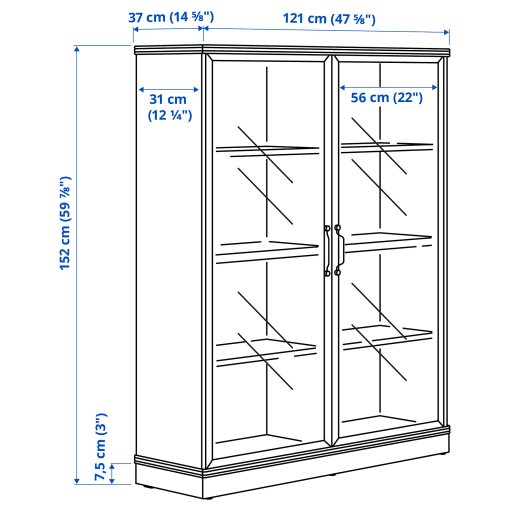 LANESUND, glass-door cabinet, 121x37x152 cm, 804.665.56