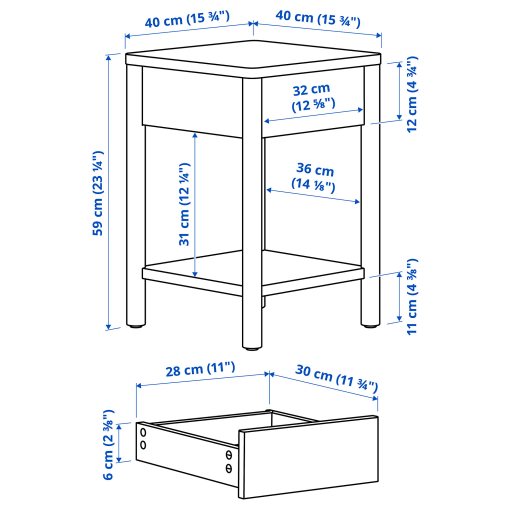 TONSTAD, bedside table, 40x40x59 cm, 805.100.07