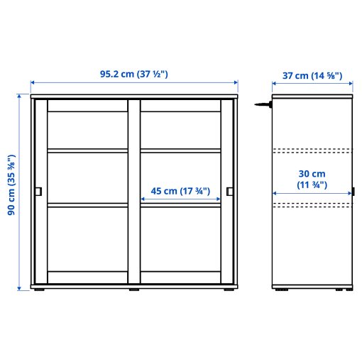 VIHALS, ντουλάπι με συρόμενες γυάλινες πόρτες, 95x37x90 cm, 805.428.76