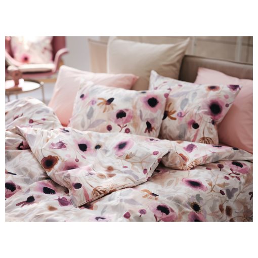 LÖNNHÖSTMAL, duvet cover and 2 pillowcases/floral pattern, 240x220/50x60 cm, 805.470.20