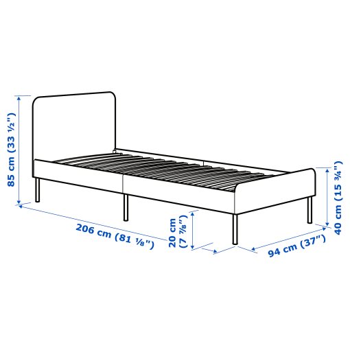 SLATTUM, upholstered bed frame, 90x200 cm, 805.712.51