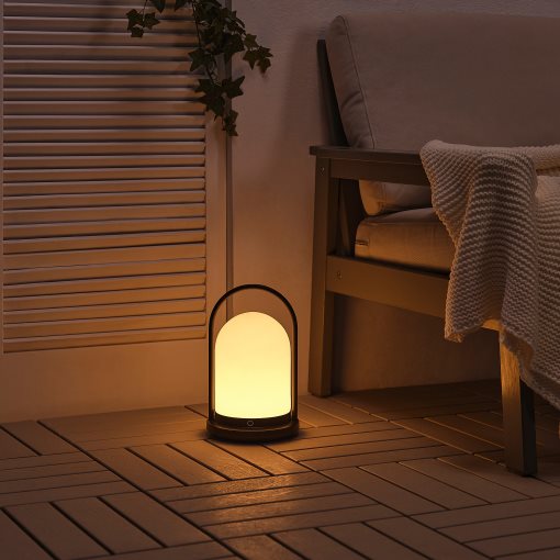 FRÖJDA, lantern with built-in LED light source/battery-operated/outdoor/dimmable, 28 cm, 805.821.55