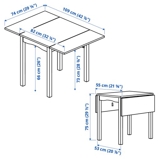 HAUGA, drop-leaf table, 55/82/109x74 cm, 805.860.02