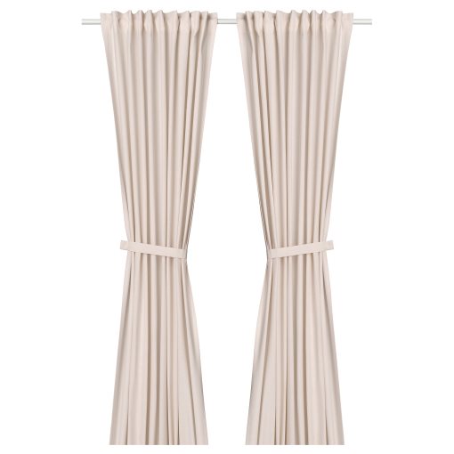 LENDA, curtains with heading tape and tie-backs/1 pair, 140x165 cm, 806.331.07