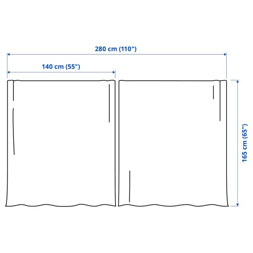 LENDA, curtains with heading tape and tie-backs/1 pair, 140x165 cm, 806.333.05