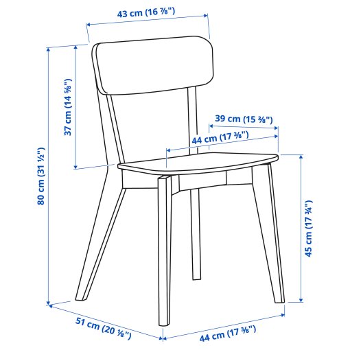 LISABO/LISABO, table and 4 chairs, 140x78 cm, 893.855.32