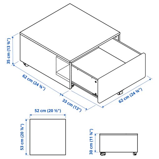 SLÄKT, bed frame with 3 storage boxes, 90x200 cm, 893.860.70