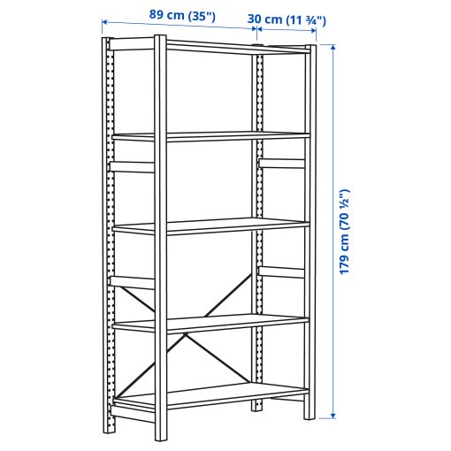 IVAR, shelving unit, 89x30x179 cm, 894.045.78