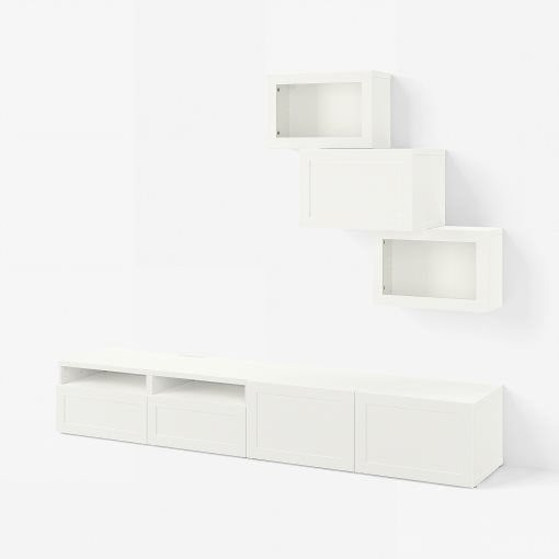 BESTÅ, TV storage combination/glass doors/drawers soft closing, 240x42x190 cm, 894.113.19