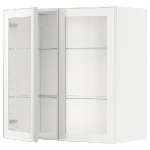 METOD, wall cabinet with shelves/2 glass doors, 80x80 cm, 894.905.66