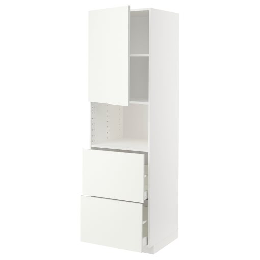 METOD/MAXIMERA, high cabinet for microwave with door/2 drawers, 60x60x200 cm, 895.074.54