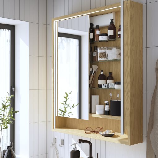 FAXALVEN, mirror cabinet with built-in lighting, 80x15x95 cm, 895.167.12