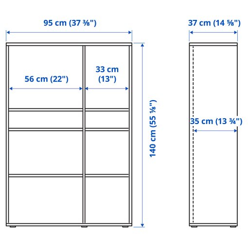 VIHALS, σύνθεση αποθήκευσης με γυάλινες πόρτες, 190x37x140 cm, 895.210.92