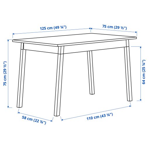 PINNTORP, table and 4 chairs, 125 cm, 895.644.49