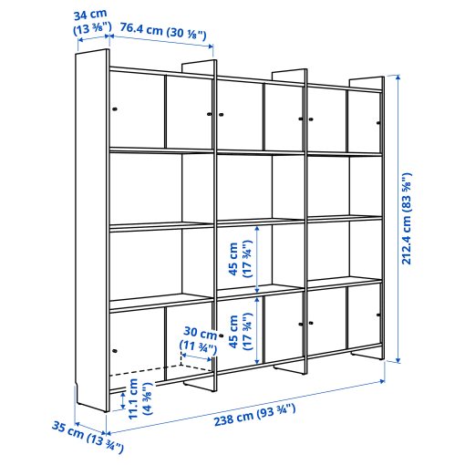 LÅDMAKARE, storage combination with sliding doors and 3 shelves, 238x35x212 cm, 895.646.75