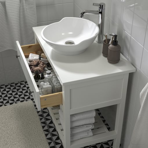 HEMNES/VÄSTER, open wash-stand with drawer/wash-basin/tap, 82x48x90 cm, 895.684.71