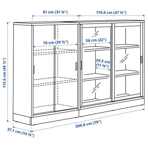 TONSTAD, storage combination with sliding doors, 201x37x116 cm, 895.717.70