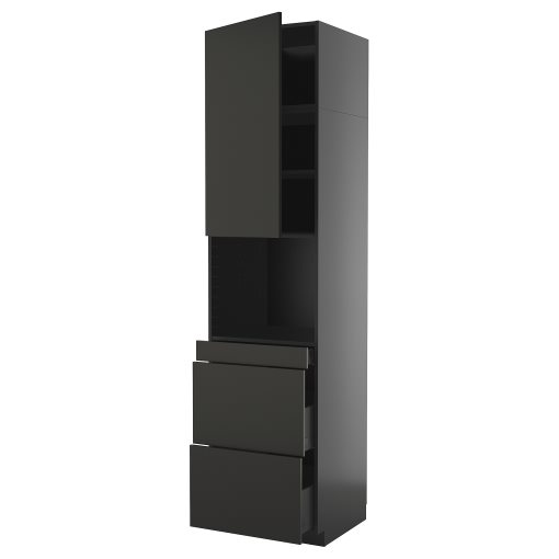 METOD/KNIVSHULT, ψηλό ντουλάπι για φούρνο μικρoκυμάτων με αερόθερμο/πόρτα/3 συρτάρια, 60x60x240 cm, 895.881.48