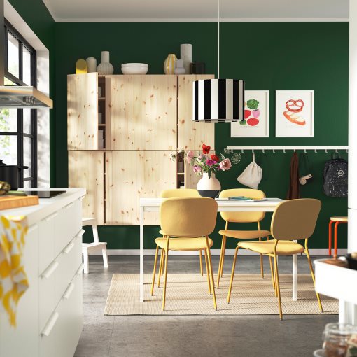 VIHALS, table and 4 chairs, 120/180x74 cm, 896.067.84