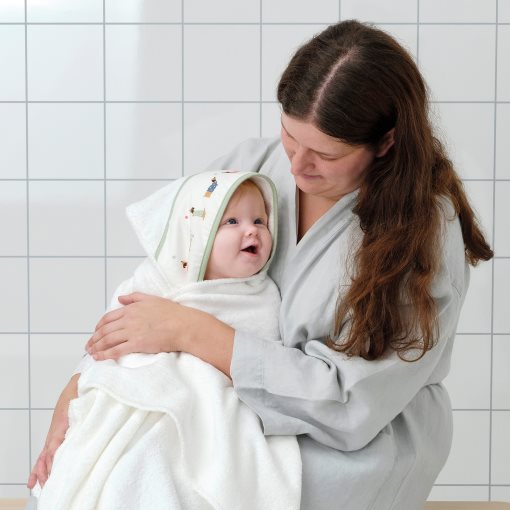 DRÖMSLOTT, baby towel with hood/puppy pattern, 60x125 cm, 905.263.76
