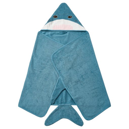 BLÅVINGAD, towel with hood/shark-shaped, 70x140 cm, 905.284.41