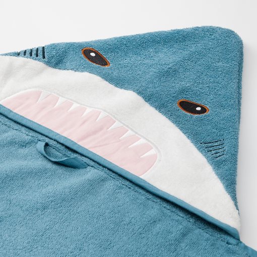 BLÅVINGAD, towel with hood/shark-shaped, 70x140 cm, 905.284.41