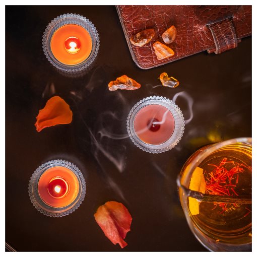 ROSENSLÅN, scented tealight/amber & rose/30 pack, 3.5 hr, 905.480.43