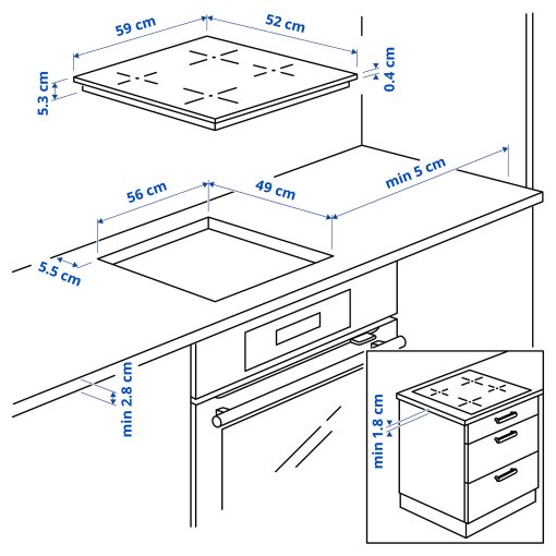 VILSTA, επαγωγική εστία/IKEA 300, 59 cm, 905.577.25