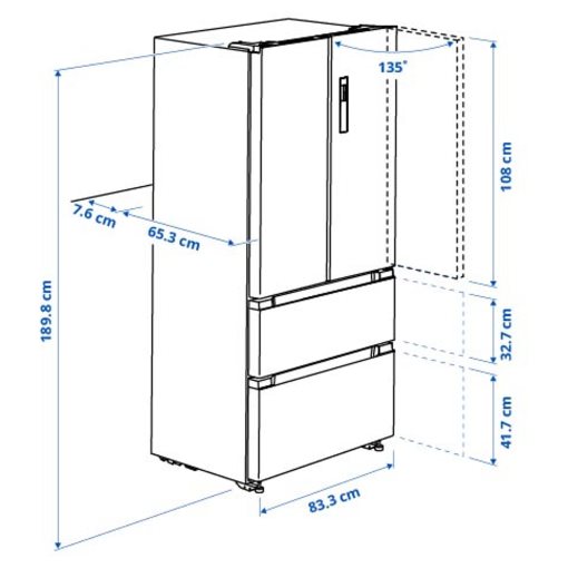 RIBBENÅS, ψυγείο/καταψύκτης/IKEA 700 ελεύθερο/347/169 l, 905.807.59