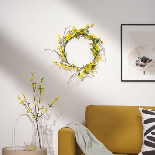 SMYCKA, artificial wreath/forsythia, 45 cm, 905.937.90