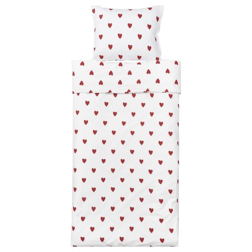 BARNDRÖM, duvet cover and pillowcase/heart pattern, 150x200/50x60 cm, 905.958.74