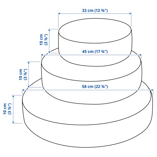 GREJSIMOJS, floor cushion stackable, set of 3, 906.020.11