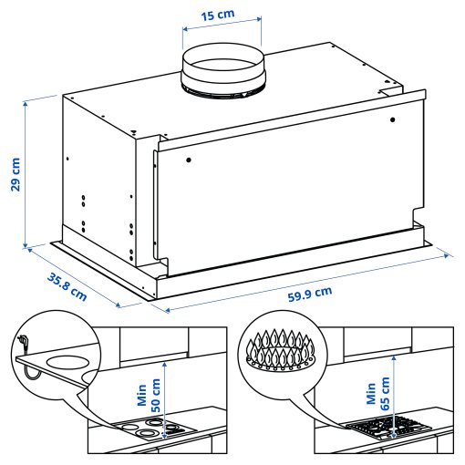 MÅNGSBO, εντοιχιζόμενος απορροφητήρας/IKEA 700, 60 cm, 906.091.16