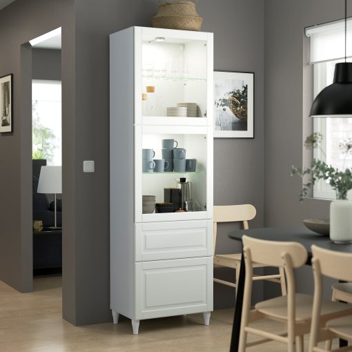 BESTÅ, storage combination with glass doors soft closing, 60x42x202 cm, 993.892.66