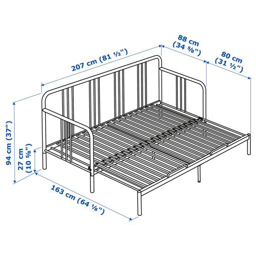 FYRESDAL, day-bed with 2 mattresses, 80x200 cm, 994.280.98