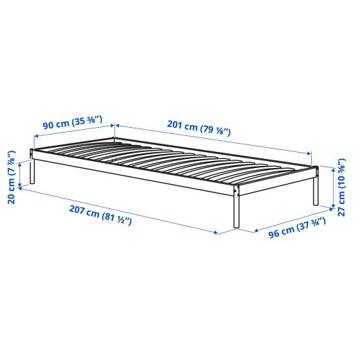 VEVELSTAD, bed frame with 1 headboard, 90x200 cm, 994.417.78