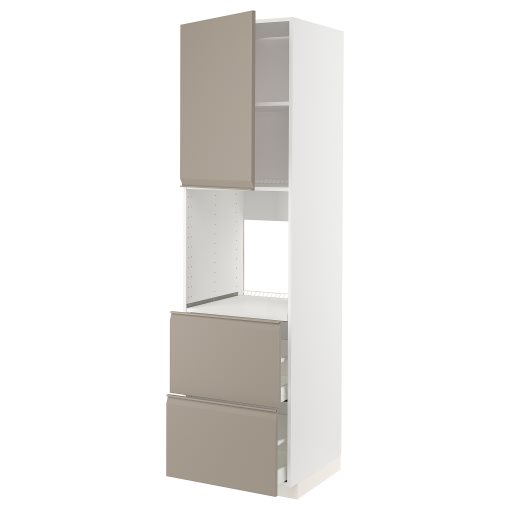 METOD/MAXIMERA, high cabinet for oven with door/2 fronts/2 high drawers, 60x60x220 cm, 994.923.67