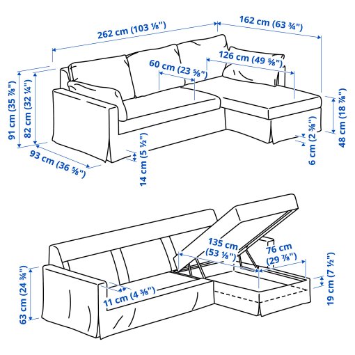 HYLTARP, 3-seat sofa with chaise longue, right, 994.958.32