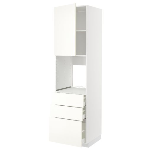 METOD/MAXIMERA, high cabinet for oven with door/3 drawers, 60x60x220 cm, 995.070.62