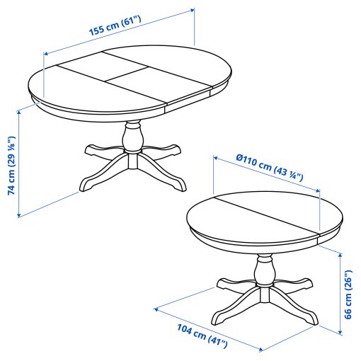 INGATORP/SKOGS, τραπέζι και 4 καρέκλες, 110/155 cm, 995.150.95