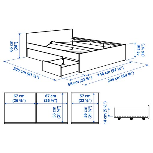 bed frame with 2 storage boxes, 140x200 cm, 995.819.76