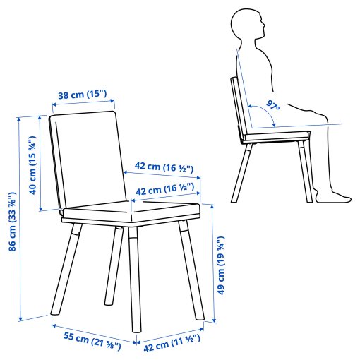 TONSTAD/TONSTAD, table and 4 chairs, 140/196x85 cm, 996.123.79