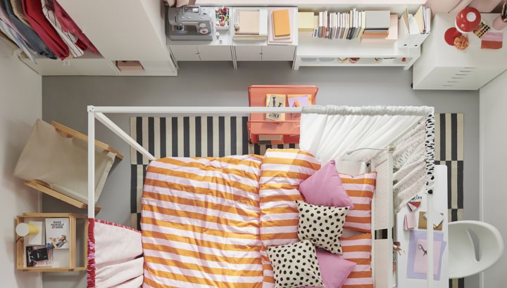A vibrant, graphic style bedroom that works as hard as you