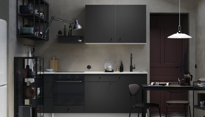 A small, stylish kitchen with lots of attitude