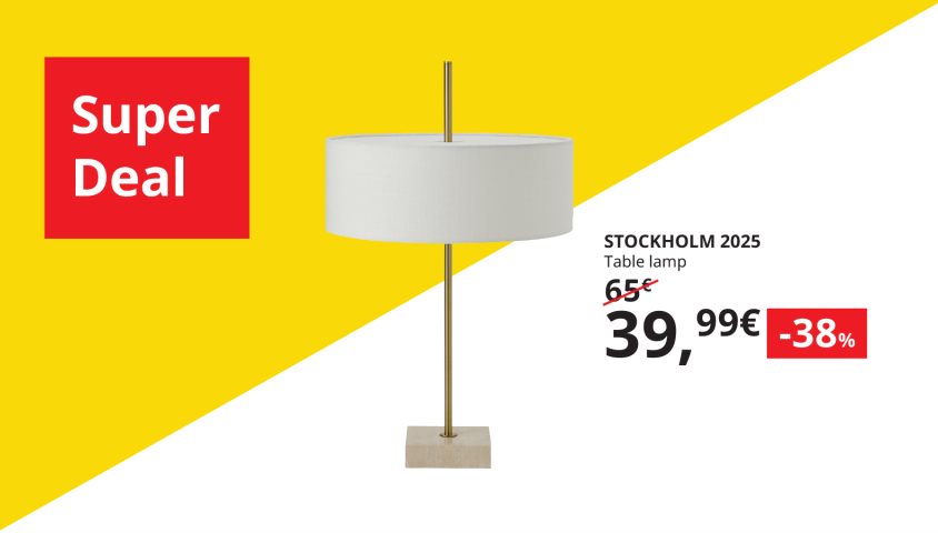 Get the STOCKHOLM 2025 table lamp at 38% off, for a few hours only. 