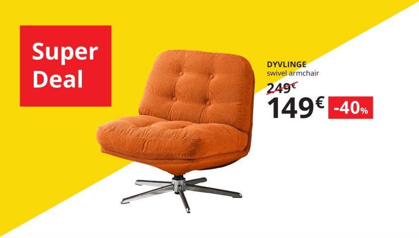 Save 40% on DYVLINGE swivel armchair, for a few hours only.