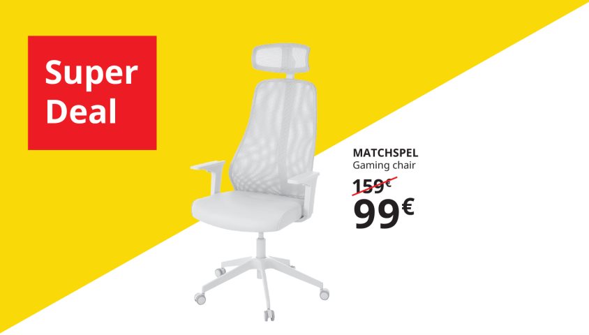 Shop the MATCHSPEL gaming chair at a special price, for a few hours only.