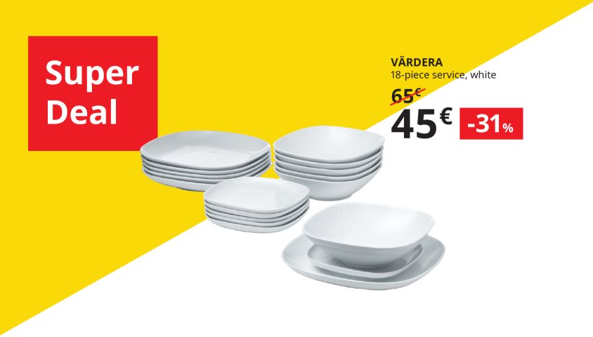 Save 31% on VÄRDERA 18-piece service, for a few hours only.