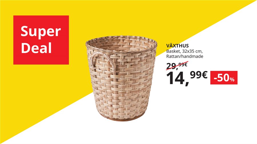 Get the VÄXTHUS basket at 50% off for a few hours only.