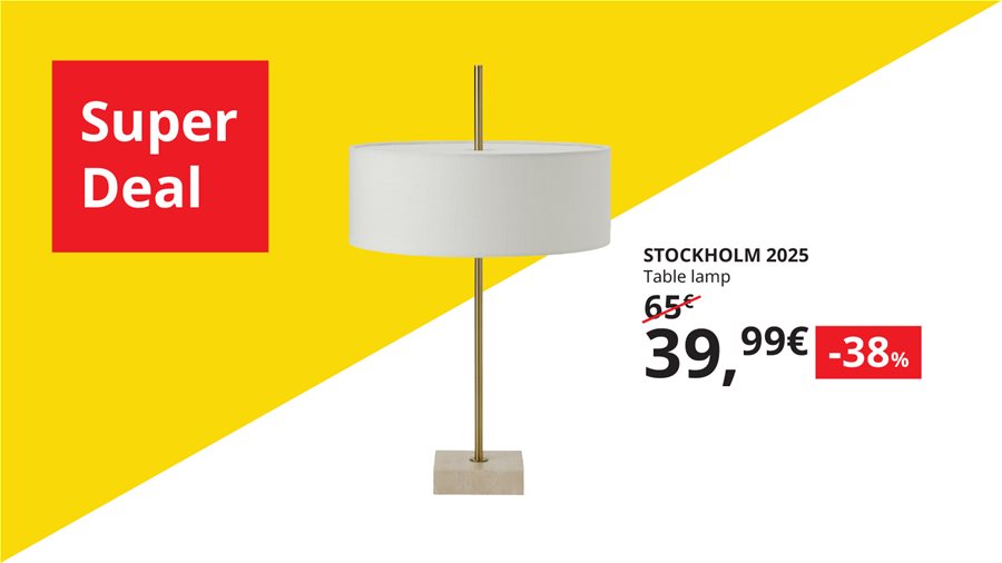 Get the STOCKHOLM 2025 table lamp at 38% off, for a few hours only. 